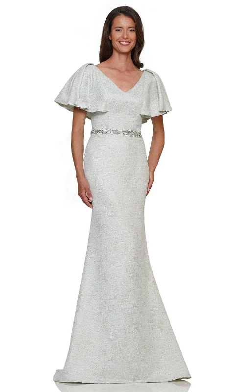 ivory gown dressesMarsoni by Colors MV1268 - V-Neck Beaded Belt Formal Gown