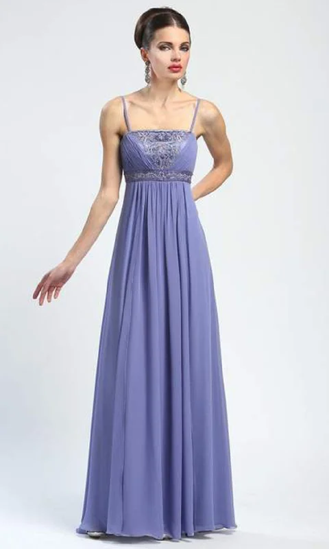 fitted gown dressesSue Wong - N4219 Spaghetti Straps Ruched Long Gown