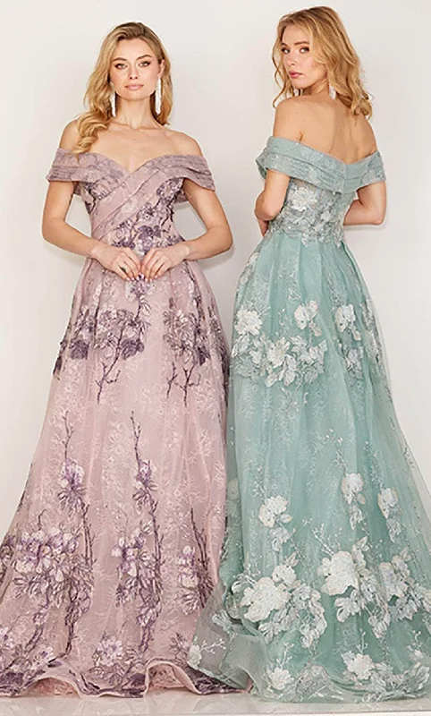 silk gown dressesCecilia Couture 193 - Floral Laced Gown