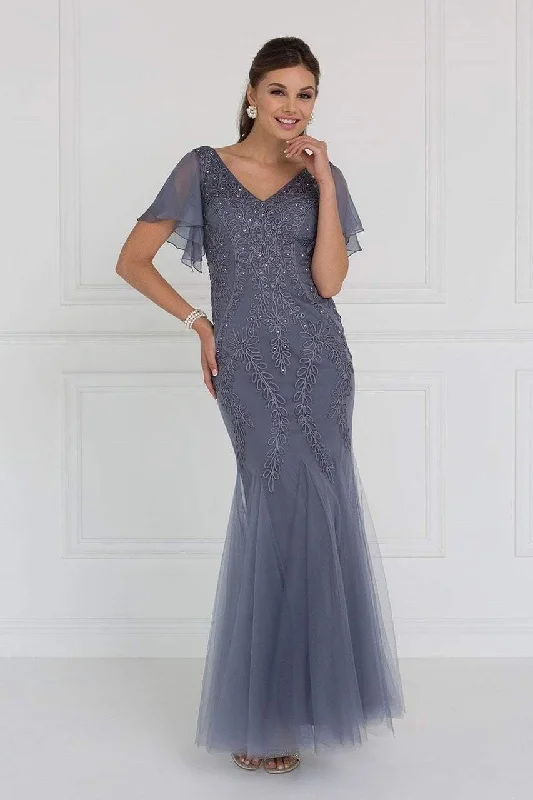 gown dress colors of the seasonElizabeth K GL1576 - V-Neck Trumpet Formal Gown