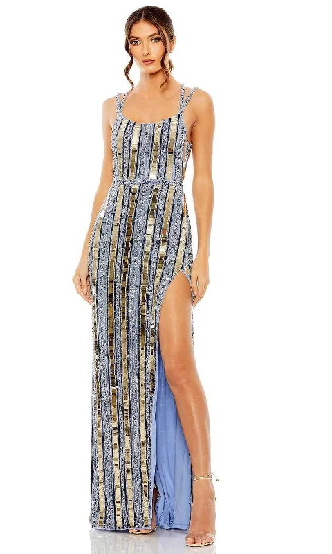 high-slit gown dressesMac Duggal 93981 - Strappy Sequin Beaded Gown