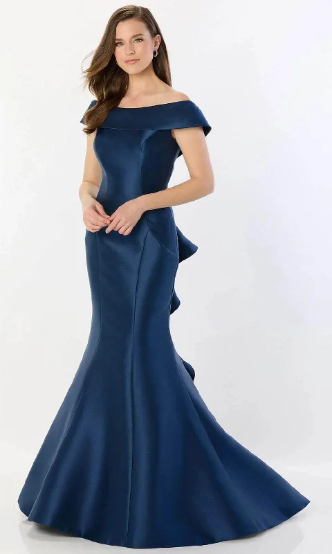 bodycon gown dressesMontage by Mon Cheri M2237 - Off-Shoulder Ruffled Detail Gown