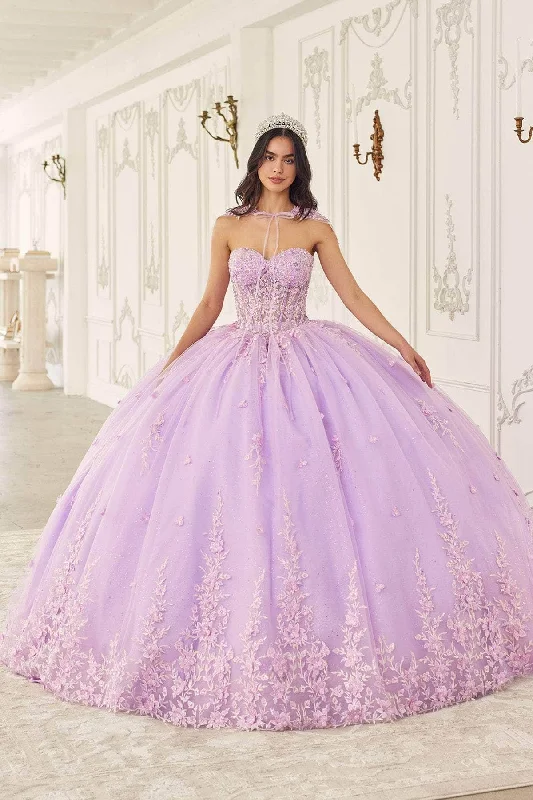 wedding gown dressesLadivine 15723 - Embellished Ballgown with Cape