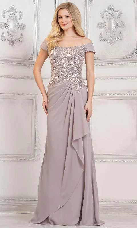 Oscar gown dressesRina di Montella RD3128 - Off Shoulder Draped Formal Gown