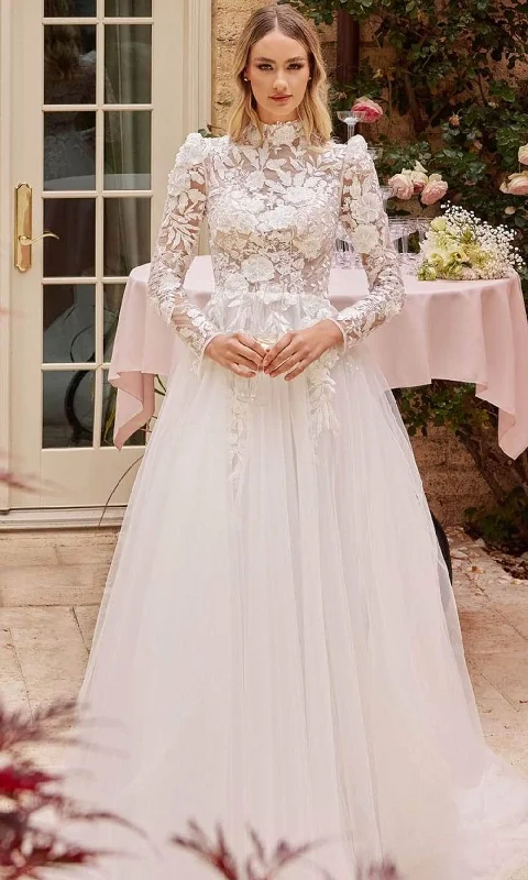 maximalist gown dressesLadivine CDS433W - Long Sleeve Bridal Gown