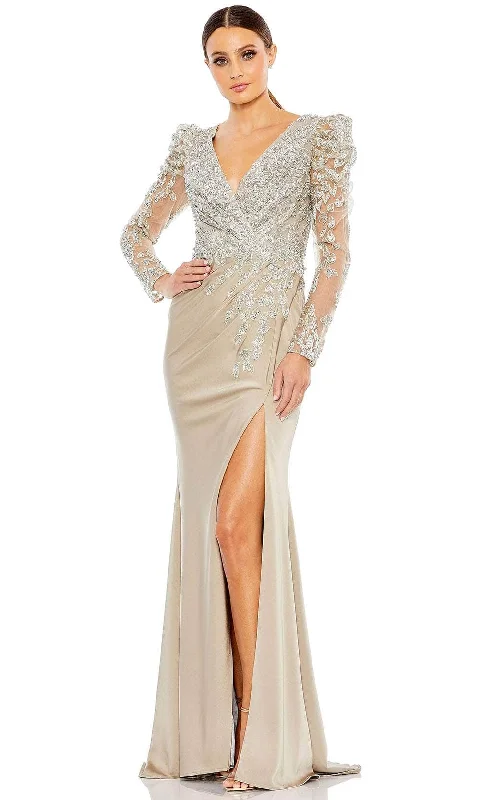 beaded gown dressesMac Duggal 20346 - Sheer Embroidered Sheath Gown