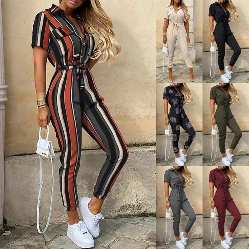 women's jumpsuits with round necksWomen's Bodycon Slim Printed V Neck Fashion Designer Jumpsuits