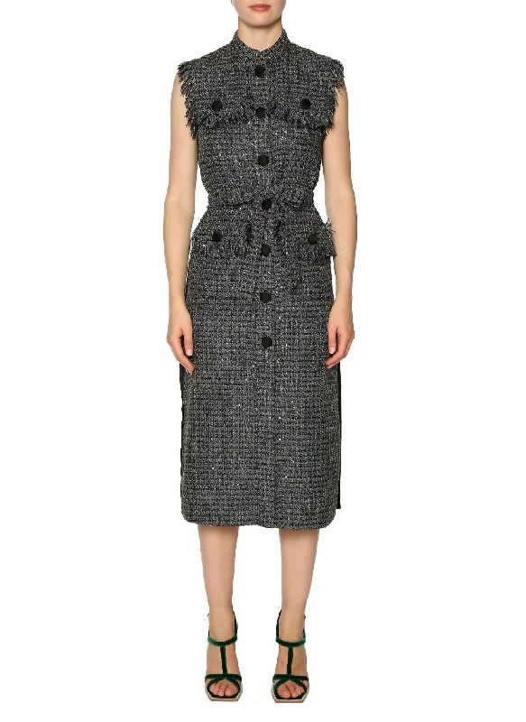 everyday midi dressesCliff Lurex Tweed Midi Dress In Black/gold