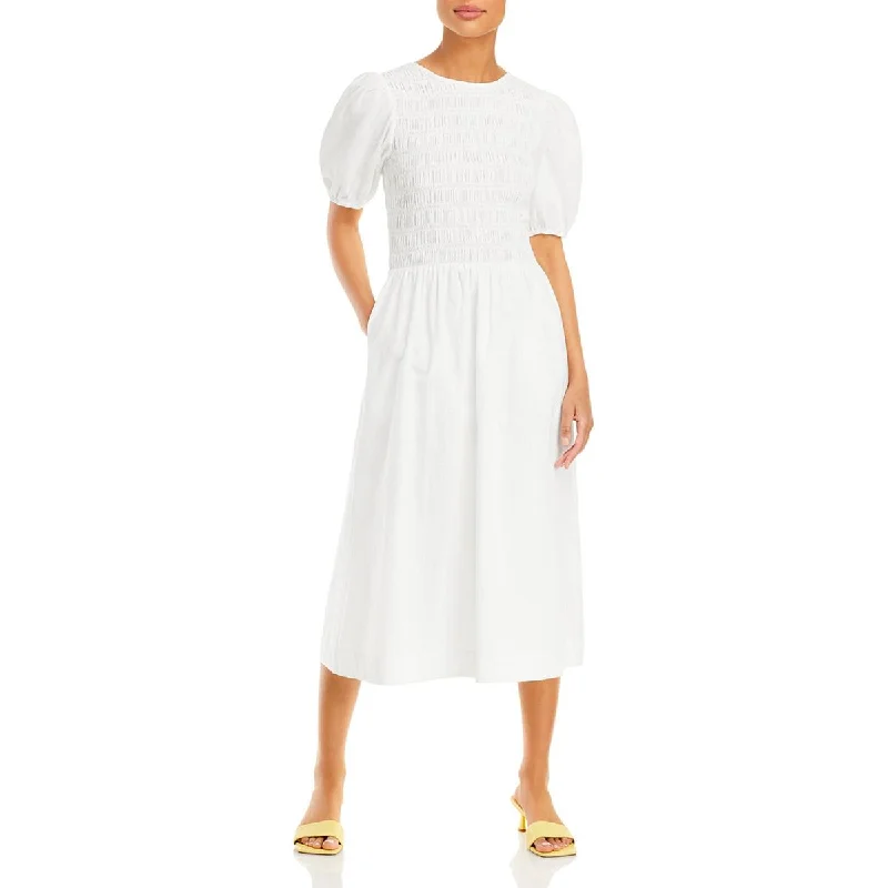 high-low midi dressesAspen Womens Puff Sleeve Calf-Length Midi Dress