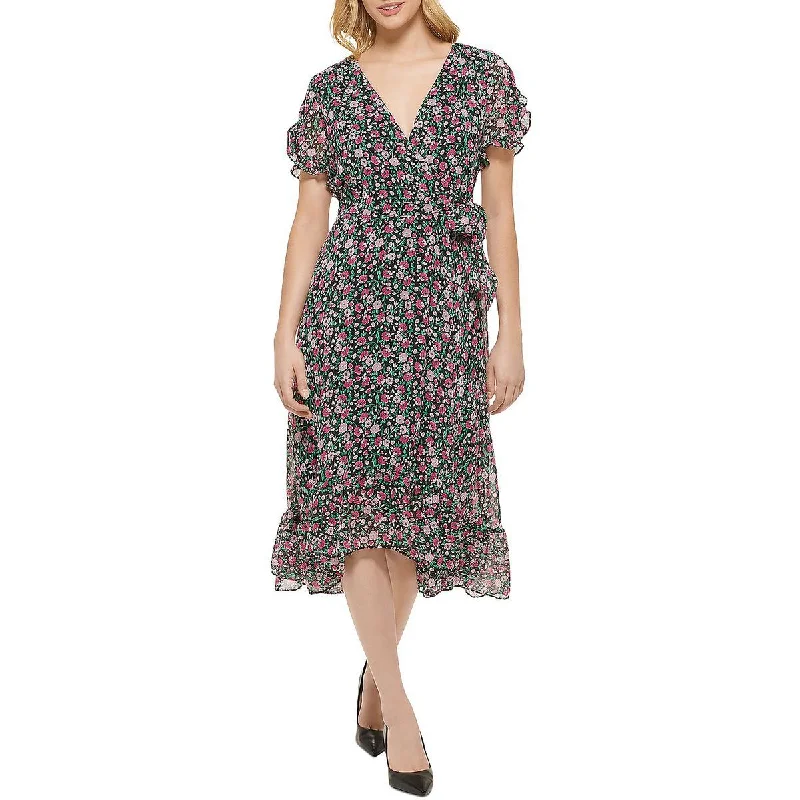 fitted midi dressesWomens Surplice Midi Wrap Dress