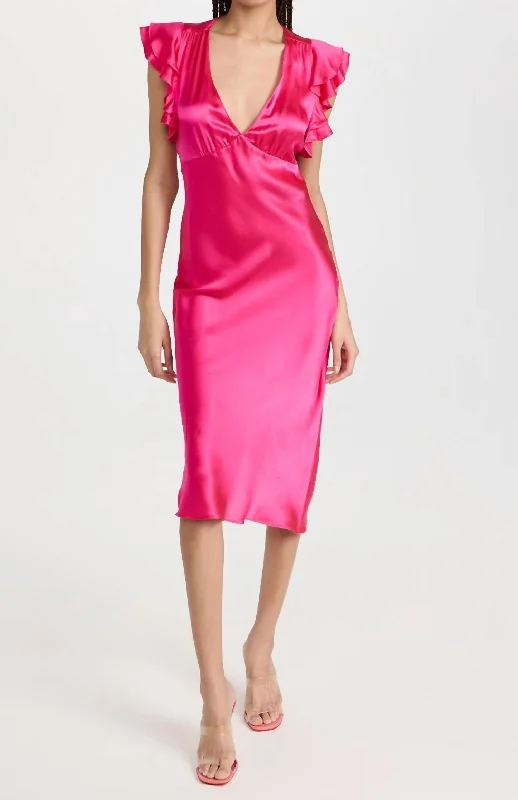 midi dresses in solid colorsCecelia Midi Dress In Cerise