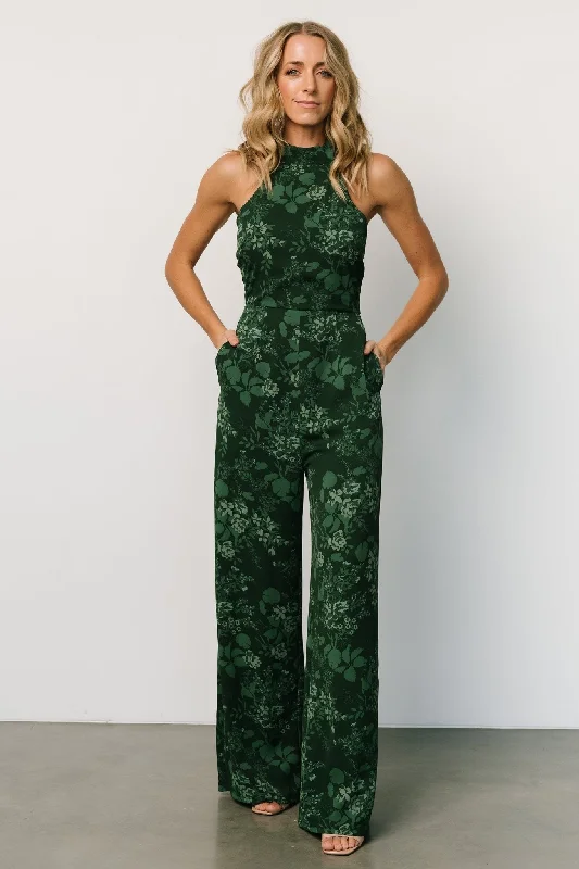 women's jumpsuits for fallFreya Halter Jumpsuit | Emerald Floral