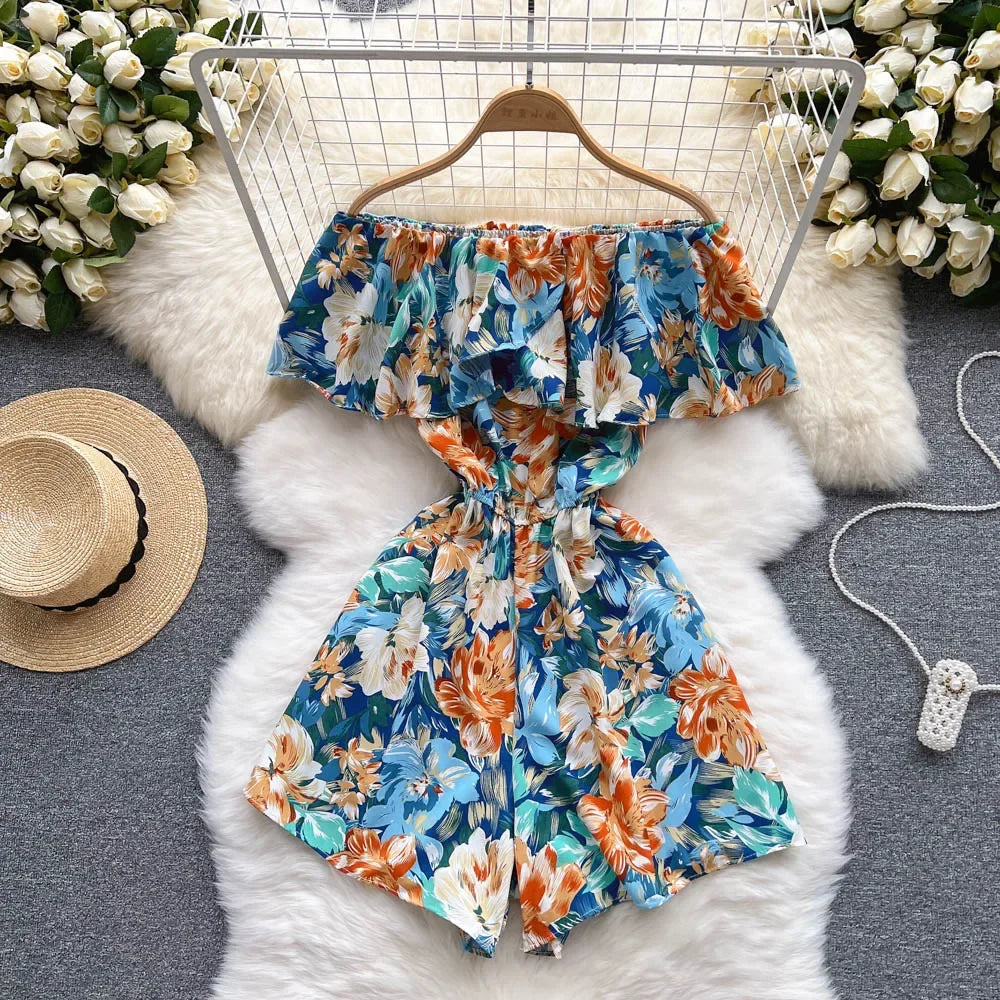 women's jumpsuits with pocketsWomen's Rompers Off Shoulder Floral Fashion Designer Jumpsuits