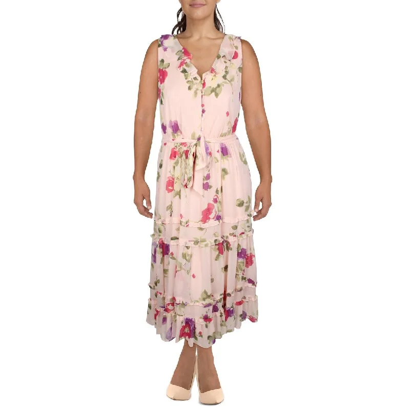 midi dresses for weddingsWomens Floral Sleeveless Midi Dress