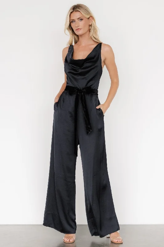 women's jumpsuits for springRebel Satin Jumpsuit | Black