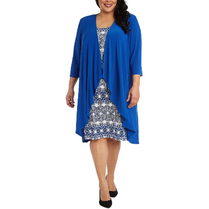 casual chic midi dressesPlus Womens Jacket Midi Two Piece Dress