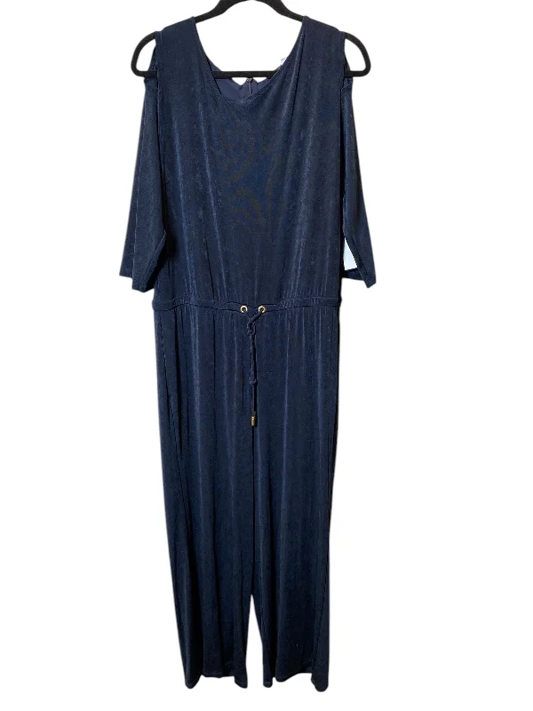 women's jumpsuits with bow tiesJumpsuit By Chicos In Navy, Size: Xl