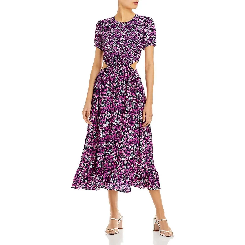 velvet midi dressesWomens Floral Cutout Midi Dress