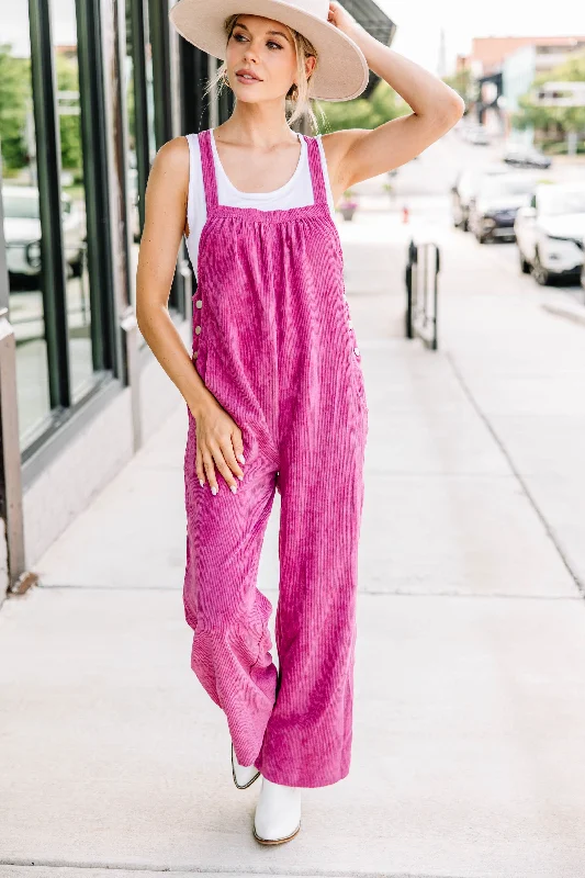 women's jumpsuits for fair-trade practicesAll Figured Out Orchid Purple Corduroy Jumpsuit