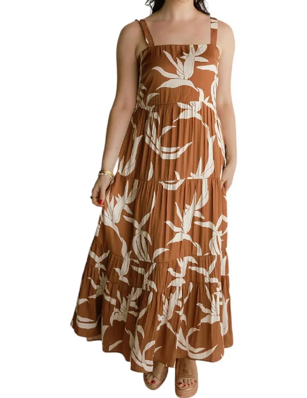 casual chic midi dressesWatching Sunset Tiered Midi Dress In First Bloom