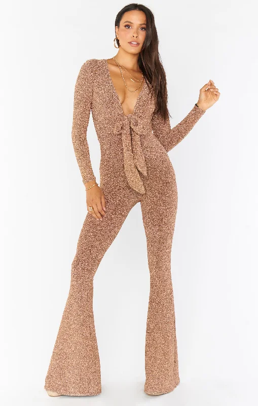 women's jumpsuits for cozy daysMartina Wrap Jumpsuit ~ Gold Shimmy Shine