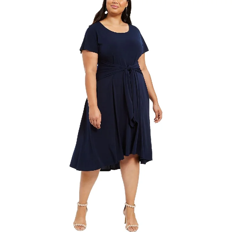 polyester midi dressesWomens Textured Hi-Low Midi Dress