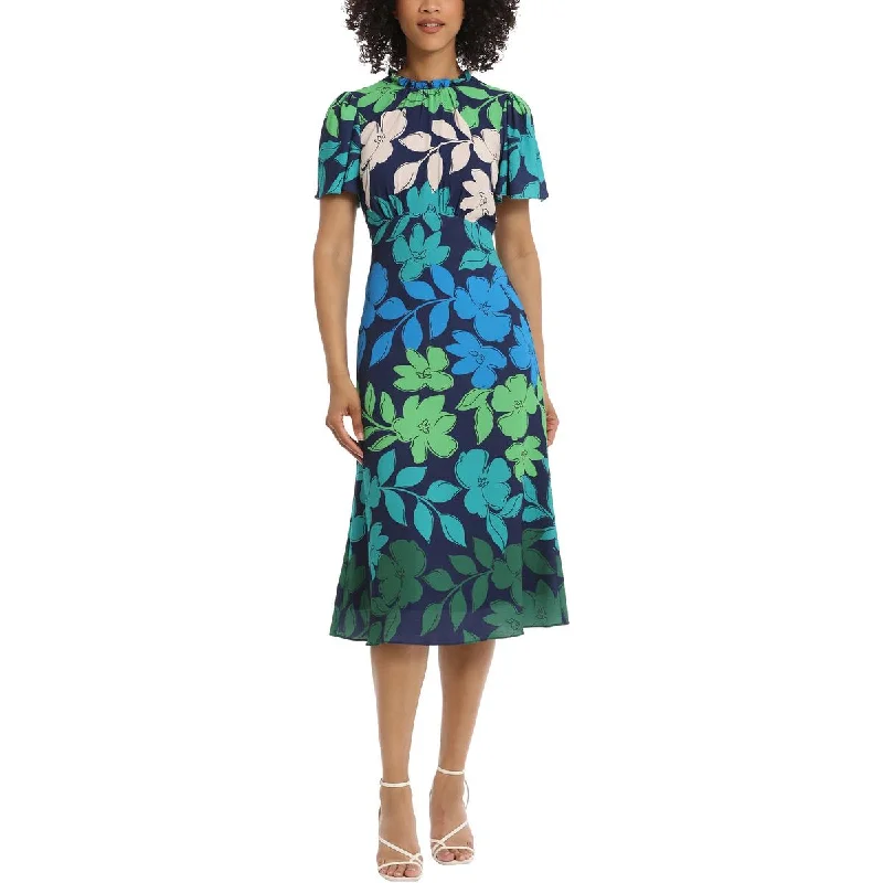 lined midi dressesWomens Crepe Floral Midi Dress