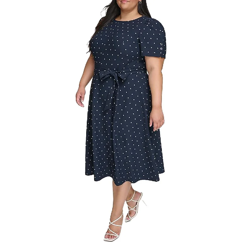 affordable midi dressesPlus Womens Knit Polka Dot Midi Dress