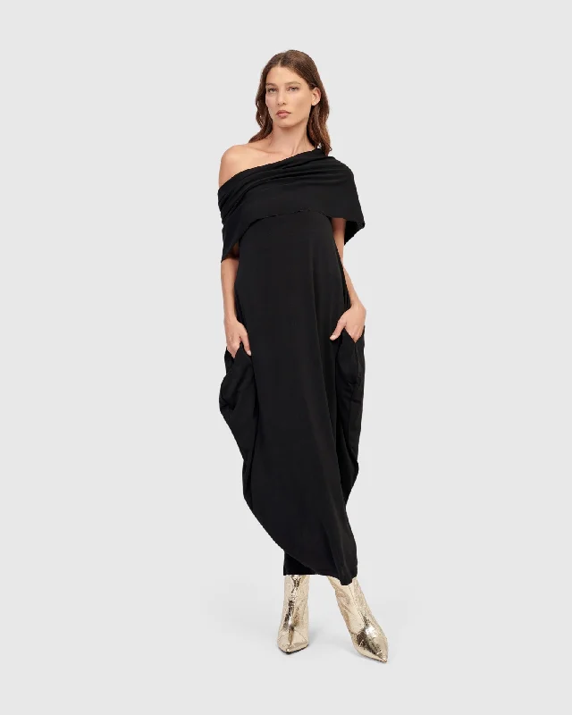 maxi dresses with pockets and sleevesSavoir Maxi Dress, Black