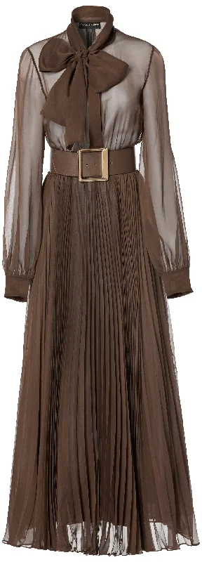 maxi dresses for plus sizeTie-Neck Pleated Maxi Dress