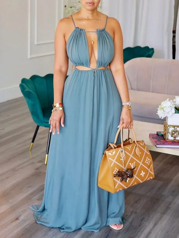 maxi dresses for autumnLace-Up Maxi Dress