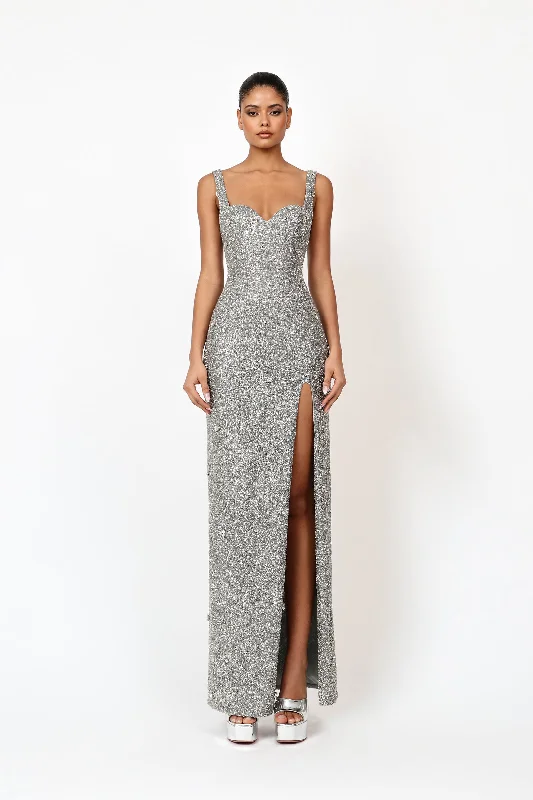 maxi dresses for cool weatherKroon Maxi Dress - Silver