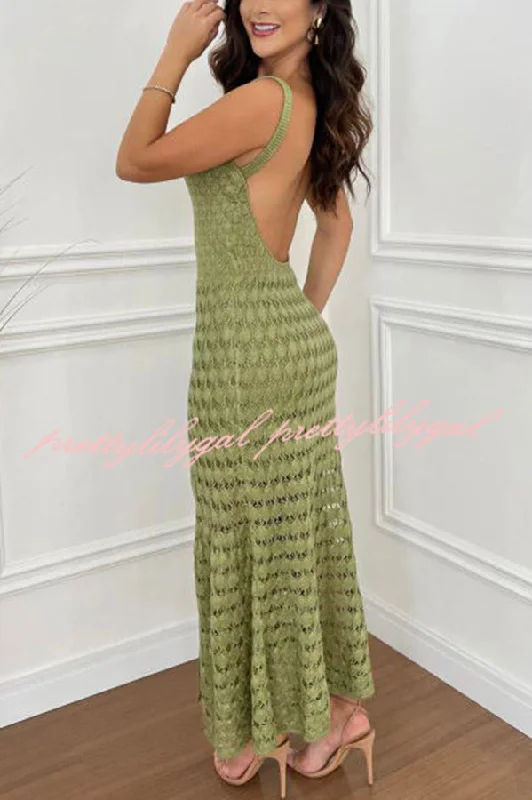 maxi dresses with cap sleevesCopacabana Beach Knit Texture Backless Slit Stretch Maxi Dress