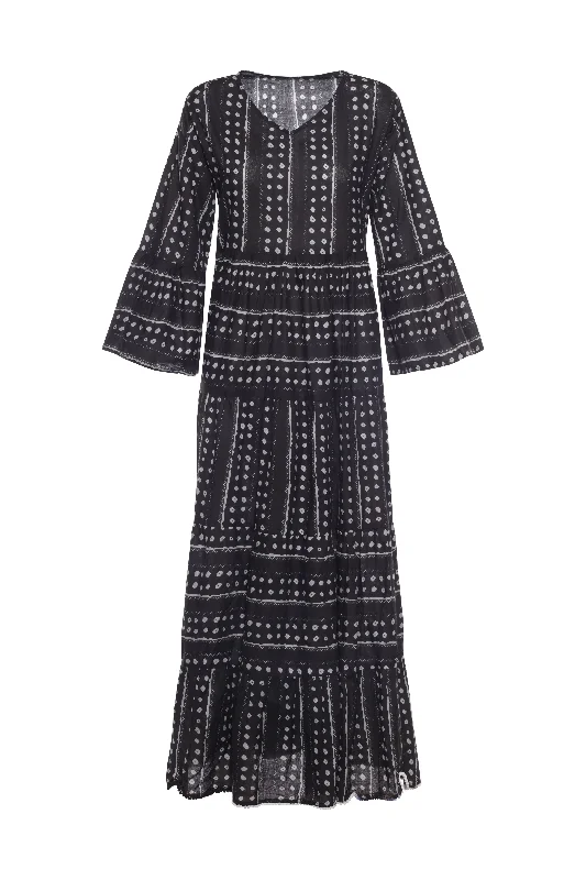 maxi dresses with off-the-shoulder necksBlack Dots KikiSol Maxi Dress w/ Pockets