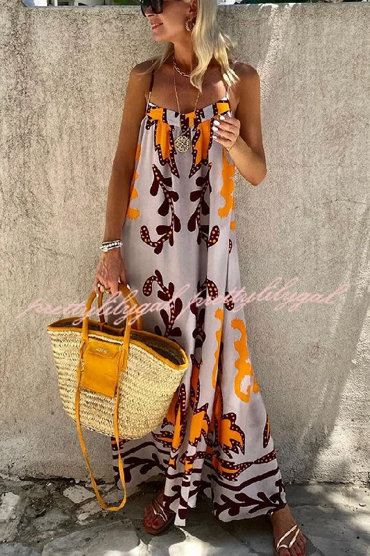 maxi dresses for date nightsSunday’s Color Palette Ethnic Printed Loose Cami Maxi Dress