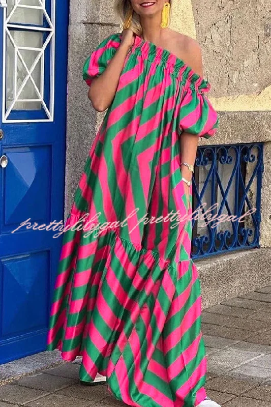 maxi dresses with empire waistsExquisite Striped Patchwork Bell Sleeve Pocket Maxi Dress