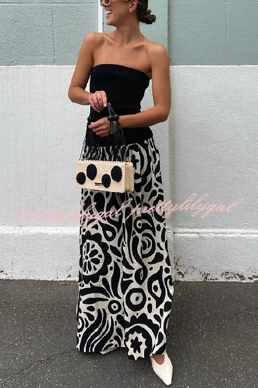 maxi dresses with cap sleevesGina Contrast Color Unique Print Strapless Stretch Maxi Dress