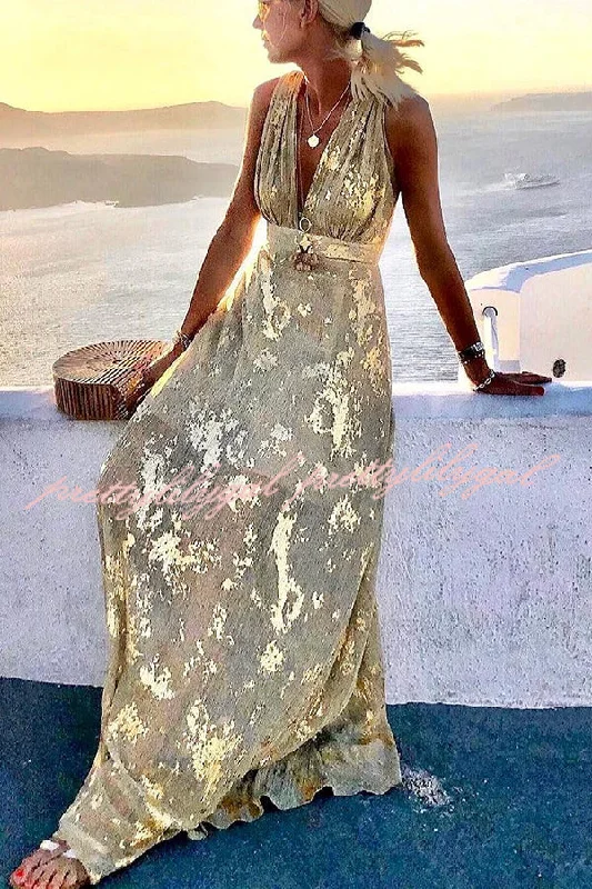 maxi dresses for plus sizeGolden Sunset Stories V-neck Maxi Dress