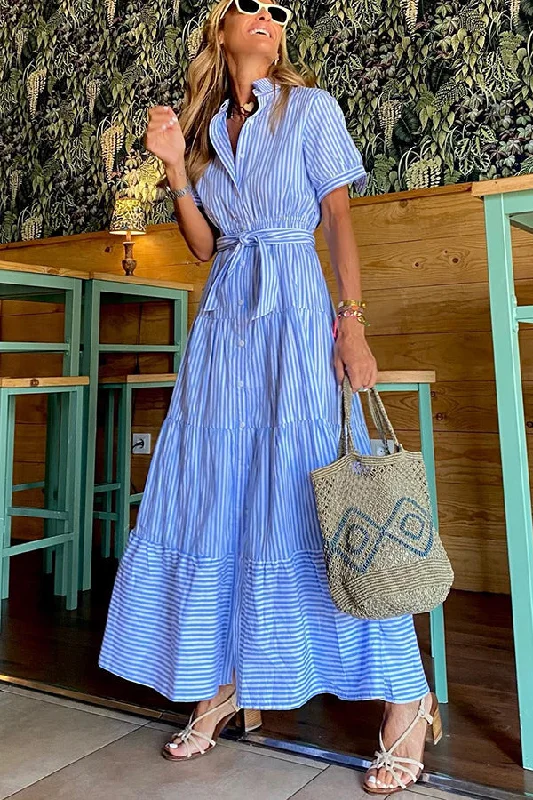 maxi dresses with embroidered patternsSunday Morning Stripe Shirt Maxi Dress