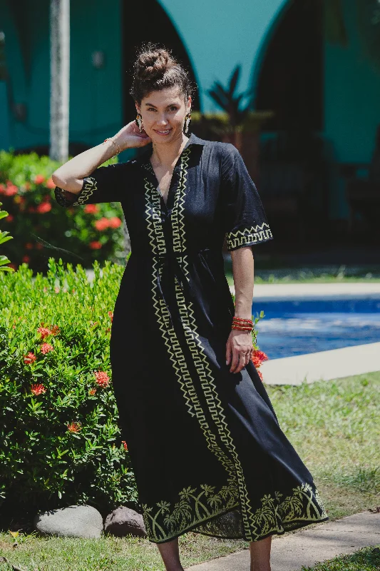 maxi dresses for officeBlack Vanessa KikiSol Maxi Tie Dress