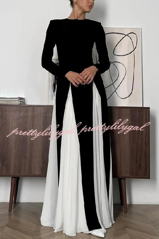 maxi dresses under $50Getting Glam and Elegant Panelled Tulle Long Sleeve A-line Maxi Dress