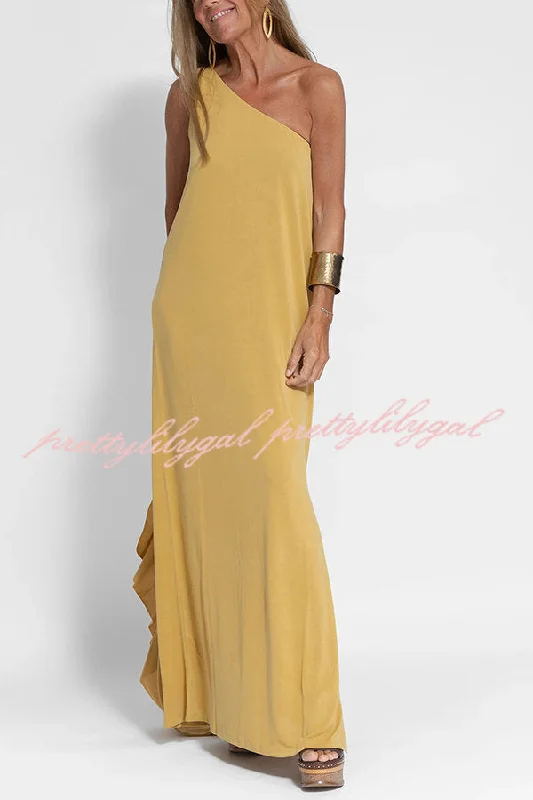 maxi dresses with thigh-high slitsFlawless and Free One Shoulder Relaxed Slit Maxi Dress