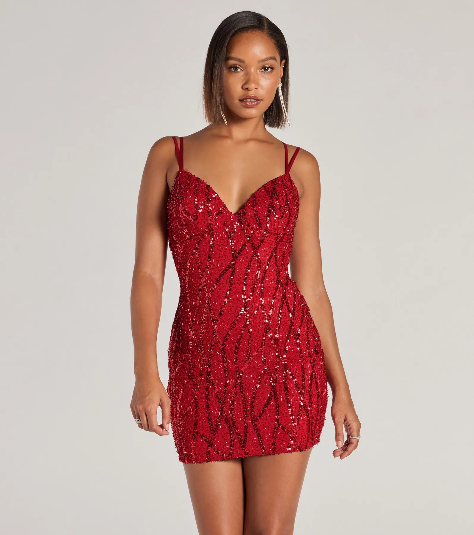 floral Mimi dresses for springHartley Lace-Up Sequin Mesh Bodycon Mini Dress