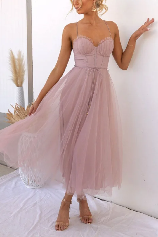 satin maxi dressesModern-day Princess Chiffon Suspenders Party Maxi Dress