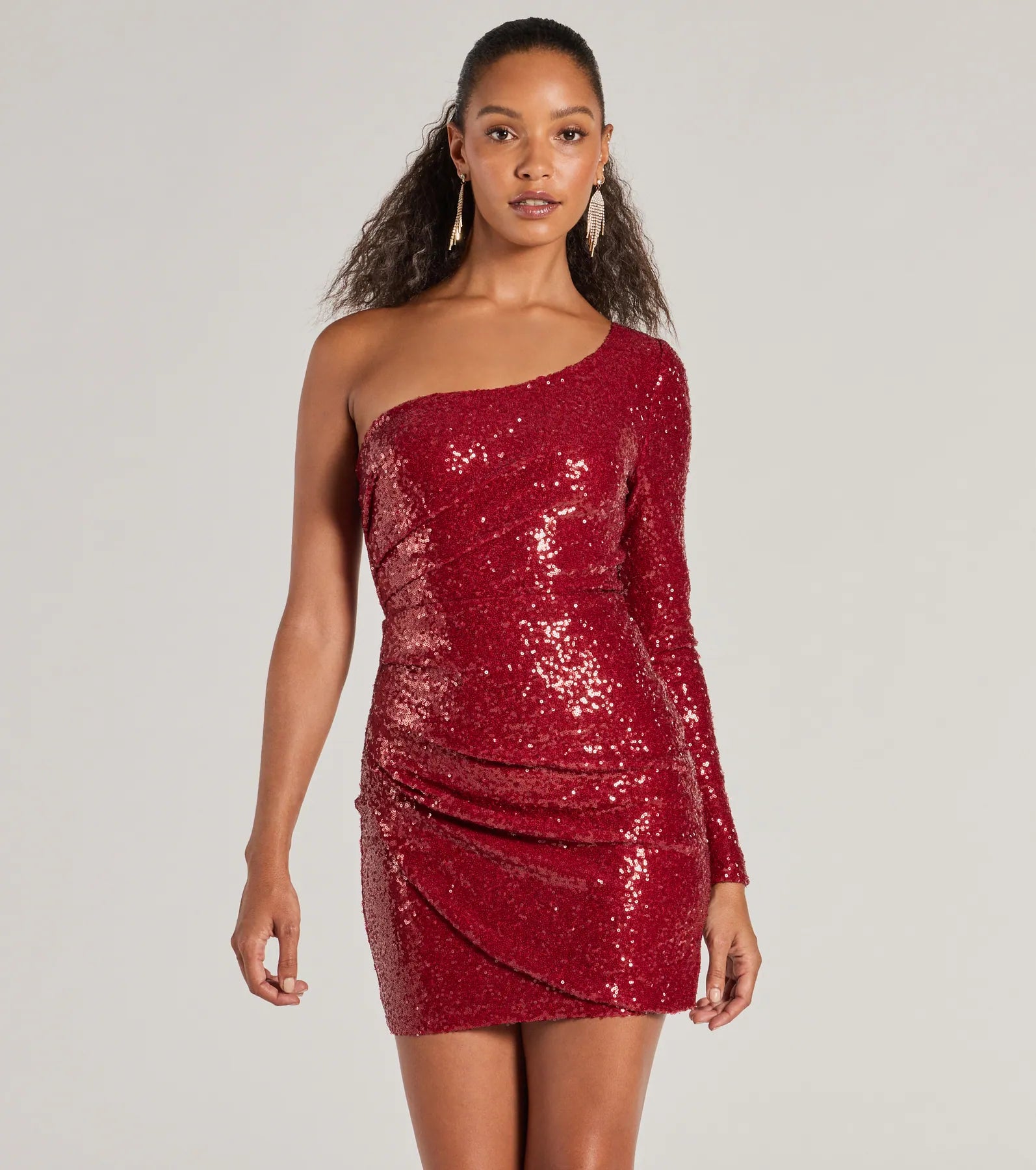 stylish midi Mimi dresses for versatile wearSandra Sequin One-Shoulder Mini Dress