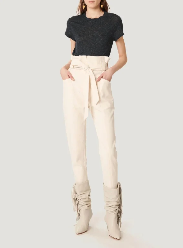 women's cotton pantsAkin High Waist Paperbag Pants In Natural