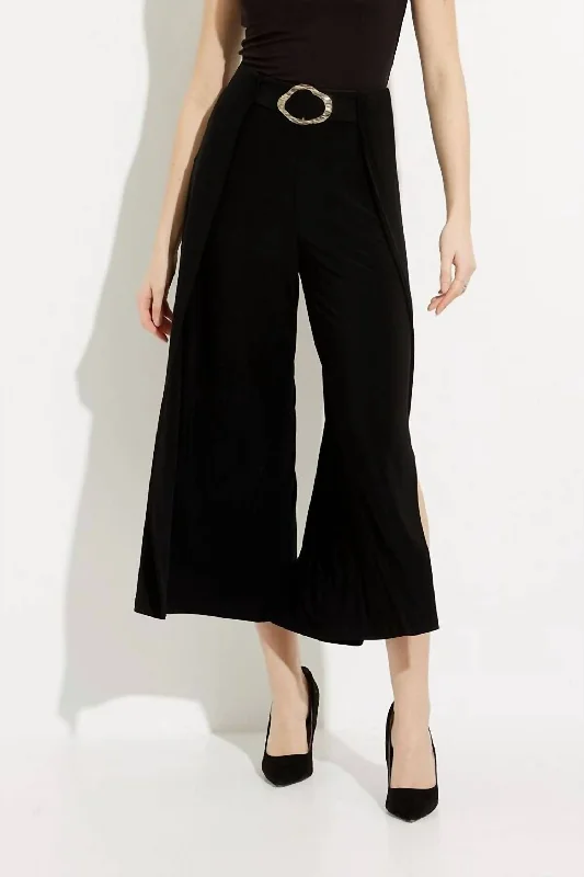 women's mid-rise pantsBelted Wide Leg Pant In Black