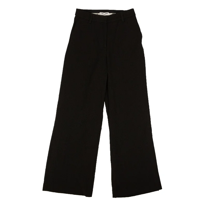 women's striped pantsBlack Polyester Side Slit Straight Pants