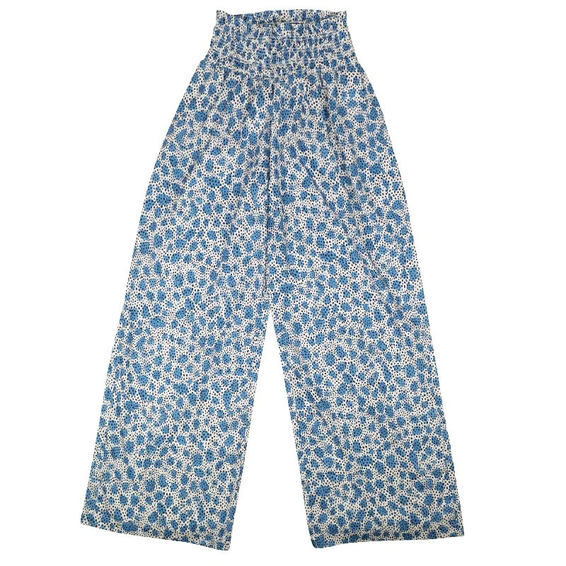 women's spring pantsBlue Polyester Leopard Print Pull On Pants