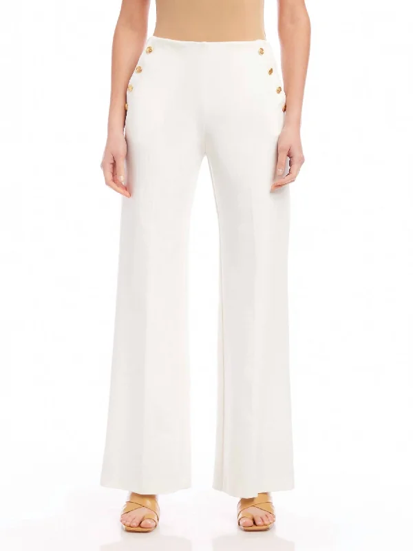 women's breathable pantsButton Pocket Pant In White